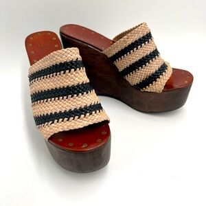 Joie Woven Leather Wooden Wedges size 7